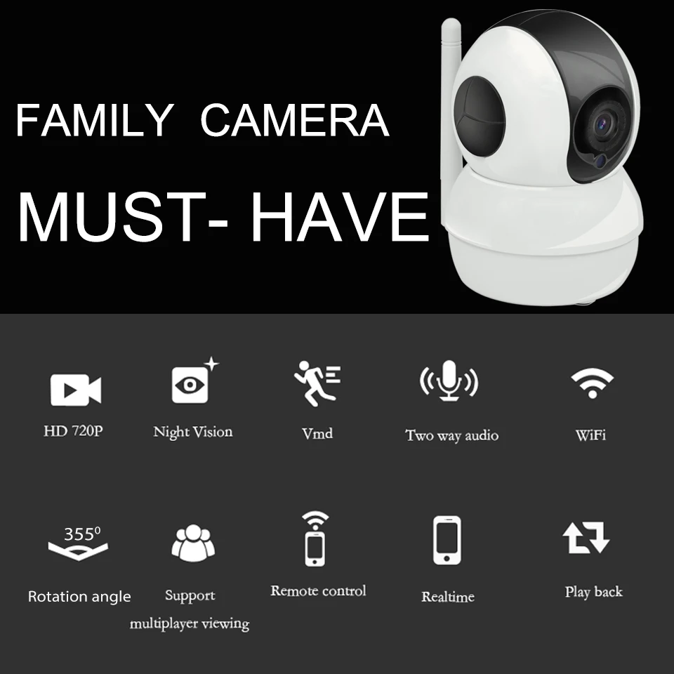 OUERTECH широкоугольная Двусторонняя аудиосвязь 720P вращающаяся умная Wi Fi камера