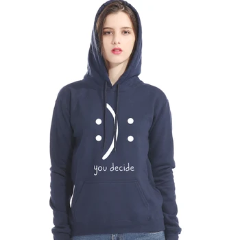 

YOU DECIDE Smile Or Sad Opposite Expression Streetwear Hoody 2019 New Fashion Streetwear Harajuku Womens Hoodies Kpop Sweatshirt