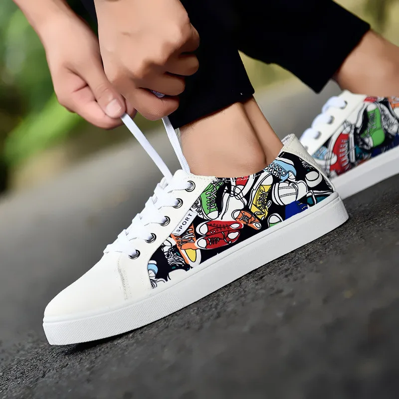 

Summer 2019 Men Denim Casual Sport Shoes Sneakers Canvas Shoes Men Eva Comfortable Outdoor 3D Printing Lace Up Flat Male Shoes