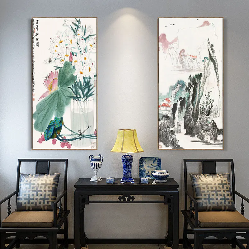 

Lotus Flowers Posters And Prints Chinese Style Canvas Paintings Wall Art Picture For Living Room Study Aisle Home Decor