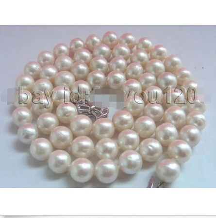

FREE SHIPPING>>>@@ > 24" Natural Round 10mm White Pearl Necklace!^^^@^Noble style Natural Fine jewe &