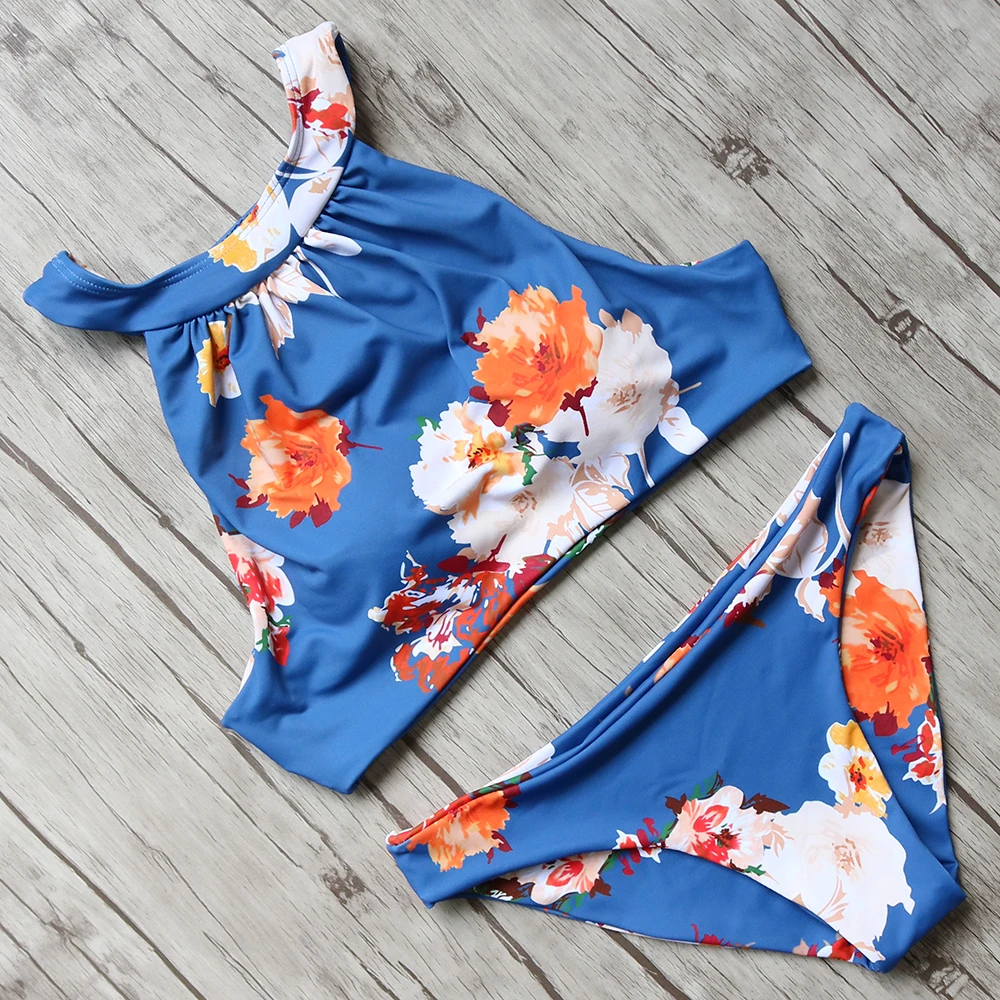 

Halter Bikini Set 2017 Swimsuit Women High Neck Bikini Push Up Swimwear Brazilian Biquini Bathing Suit Female Beachwear With Pad