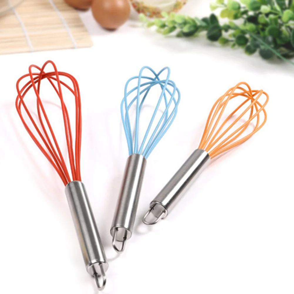 

Hot New Manual Handle Whisk Stainless Steel Kitchen Mixer Balloon Wire Egg Beater Tool Random Color