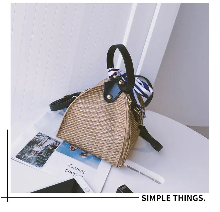 2019 القش حقيبة شاطئية مع منديل بولسا الأنثوية حقيبة كتف رسول Crossbody حقائب للنساء 2018 بولسا دي Palha دونا