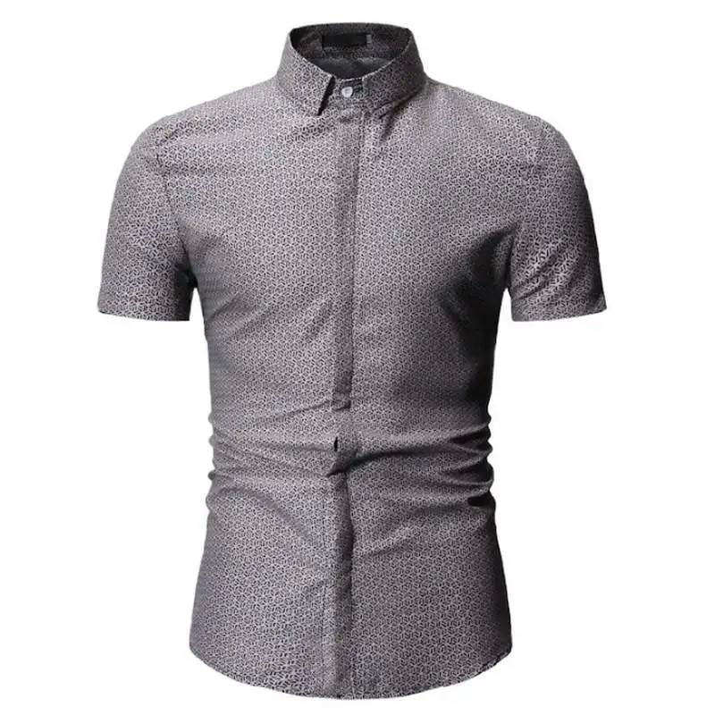 Новые летние мужские рубашки с коротким рукавом slim Fit Camisa Masculina Повседневное мужские рубашки Социальное модные Chemise homme M-3XL - Цвет: YS86 gray