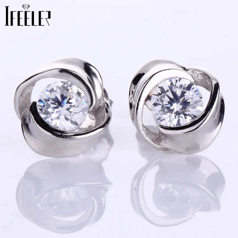 Romantic Newest High Quality Fashionable Sterling Silver Stud Earrings Rose Shaped As A Gift For