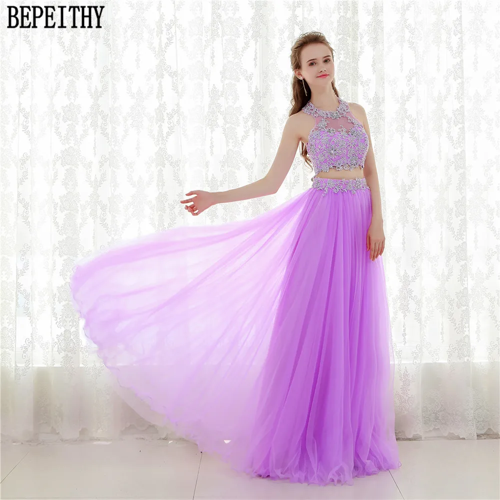 8  BEPEITHY New Arrival 2017 Hot Sale Long Two Pieces Prom Dresses Vestido De Festa Longo Lace Tulle Prom Evening Party Dresses (8)