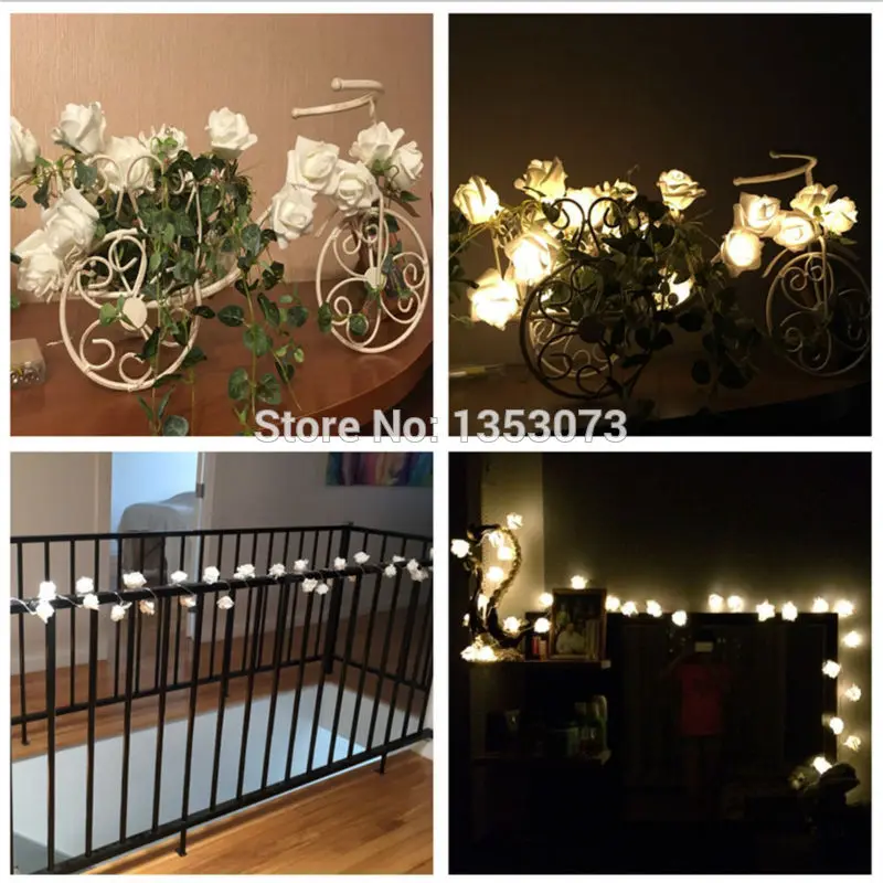Rose Multicolor LED String Lights LED Rope Christmas Garlands Holiday Light Wedding Lantern Lighting 1-4
