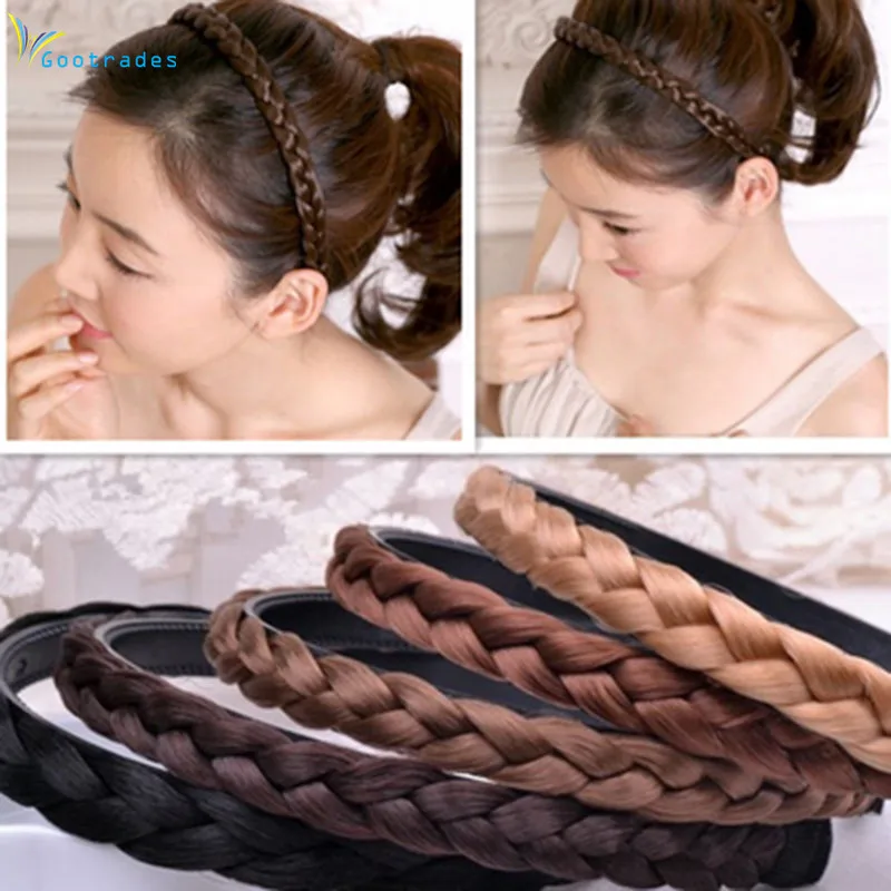 

2019 NewHeadband For Women Wedding Hair Bands Hairband Plaited Braided Hair Accessories 2017 Twisted Wig Braid Hairband Colorful