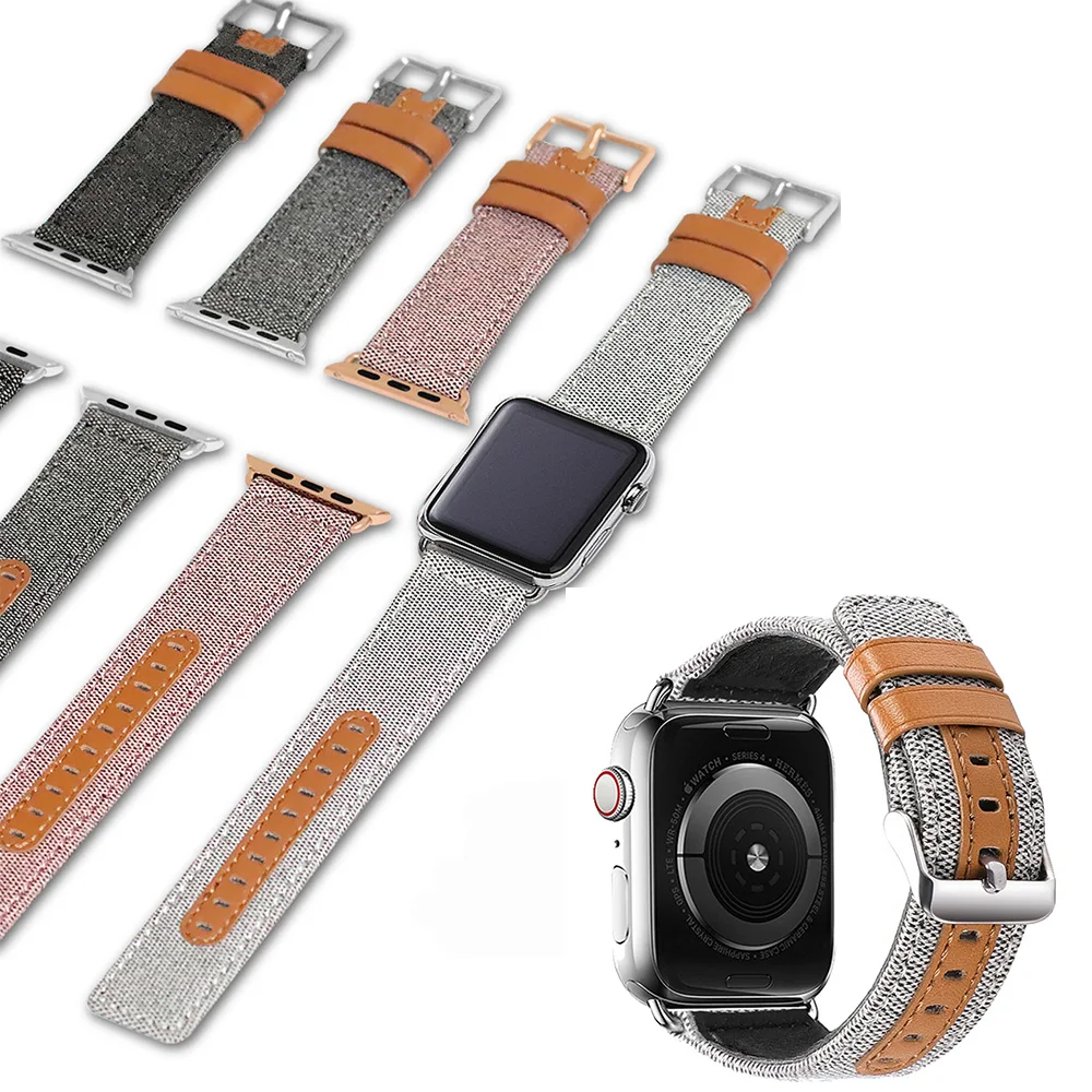 Браслет для apple watch серии 4 3 2 1 Сменный ремень iwatch холст с классической пряжкой