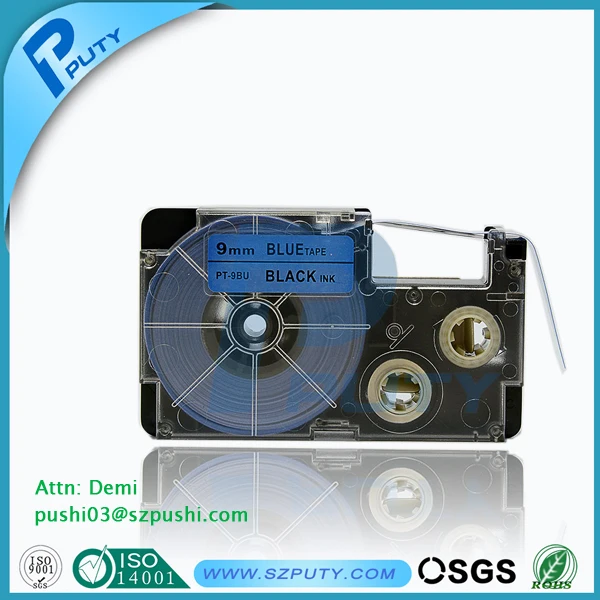 Waterproof Black on Blue Casio tape cartridge XR 9BU for Casio EZ label