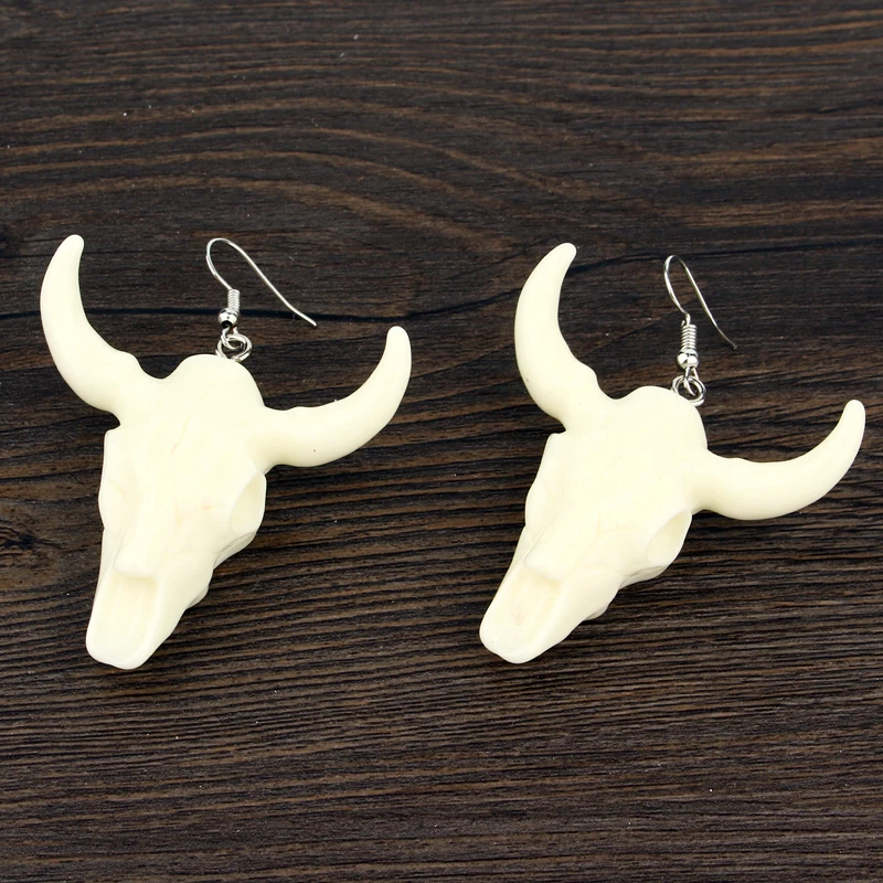 

Dayoff Europe Angle Horn Hook Dangle Earrings Women Jewelry Unique Silver Milky Dangle Earrings Africa Hook Long Earrings E624