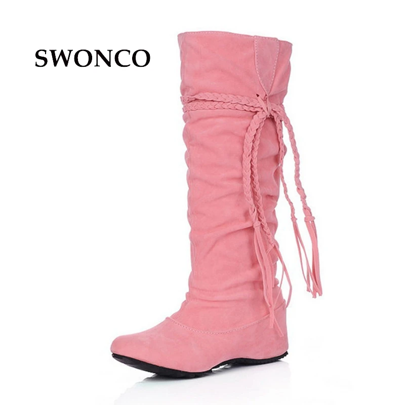 SWONCO Women's Shoes Ankle Boots Plus Size 34-45 Fashion Tassel Autumn Winter Boot Ankle Boots For Women Female Shoes Woman Boot