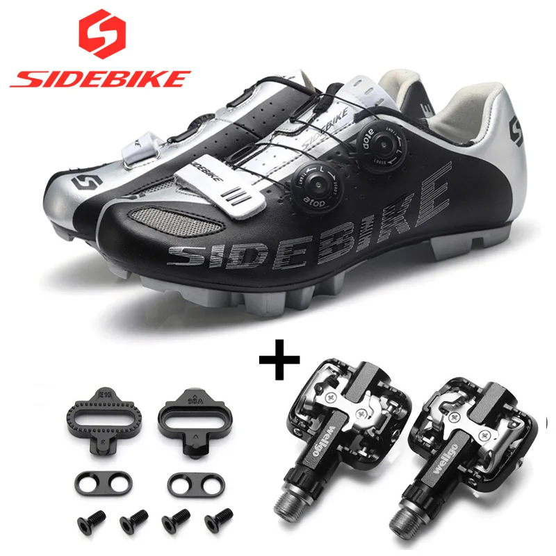

sidebike mtb shoes men cycling shoes bicycle mountain bike self-locking atop professional racing shoes sets including pedal