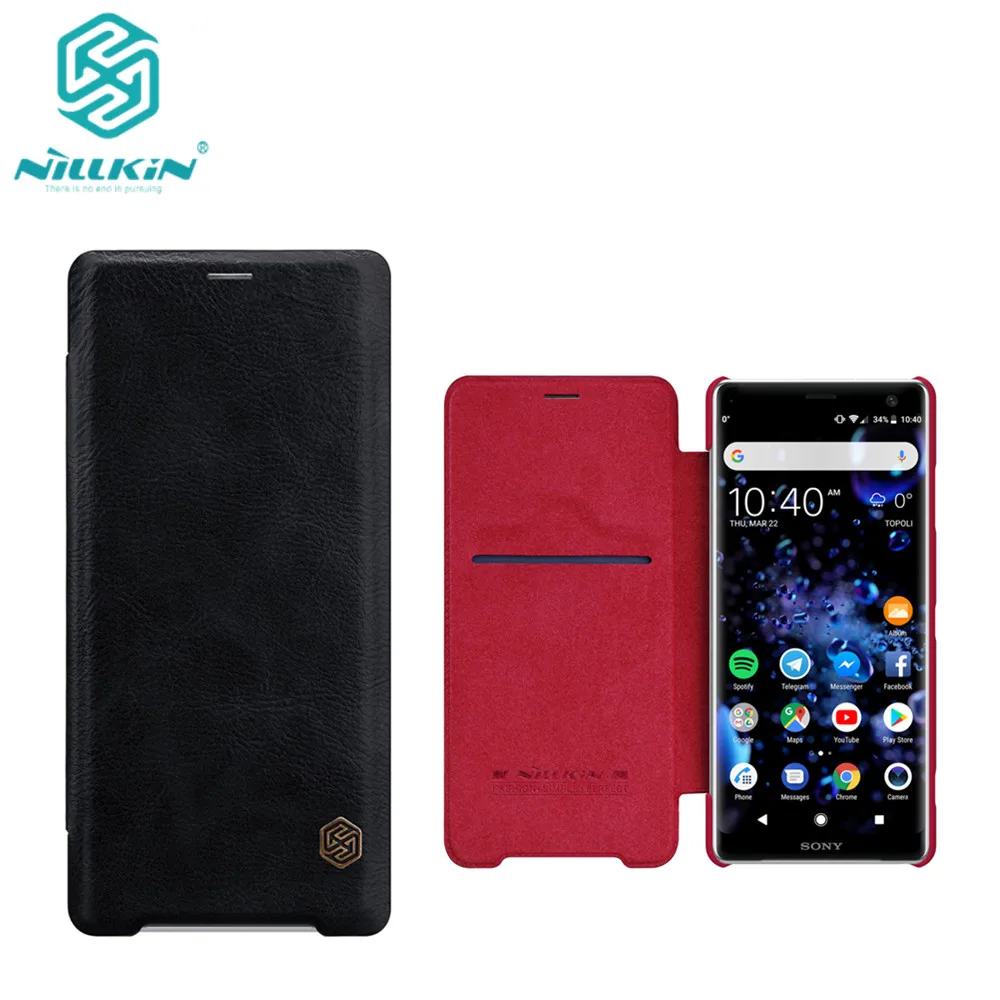 

For Sony Xperia XZ3 phone case Nillkin vintage Qin flip cover PU Leather Case PC plastic back case for Xperia XZ3