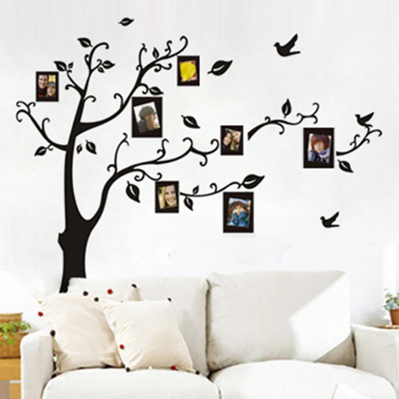 big size brown(black) photo frame tree wall stickers