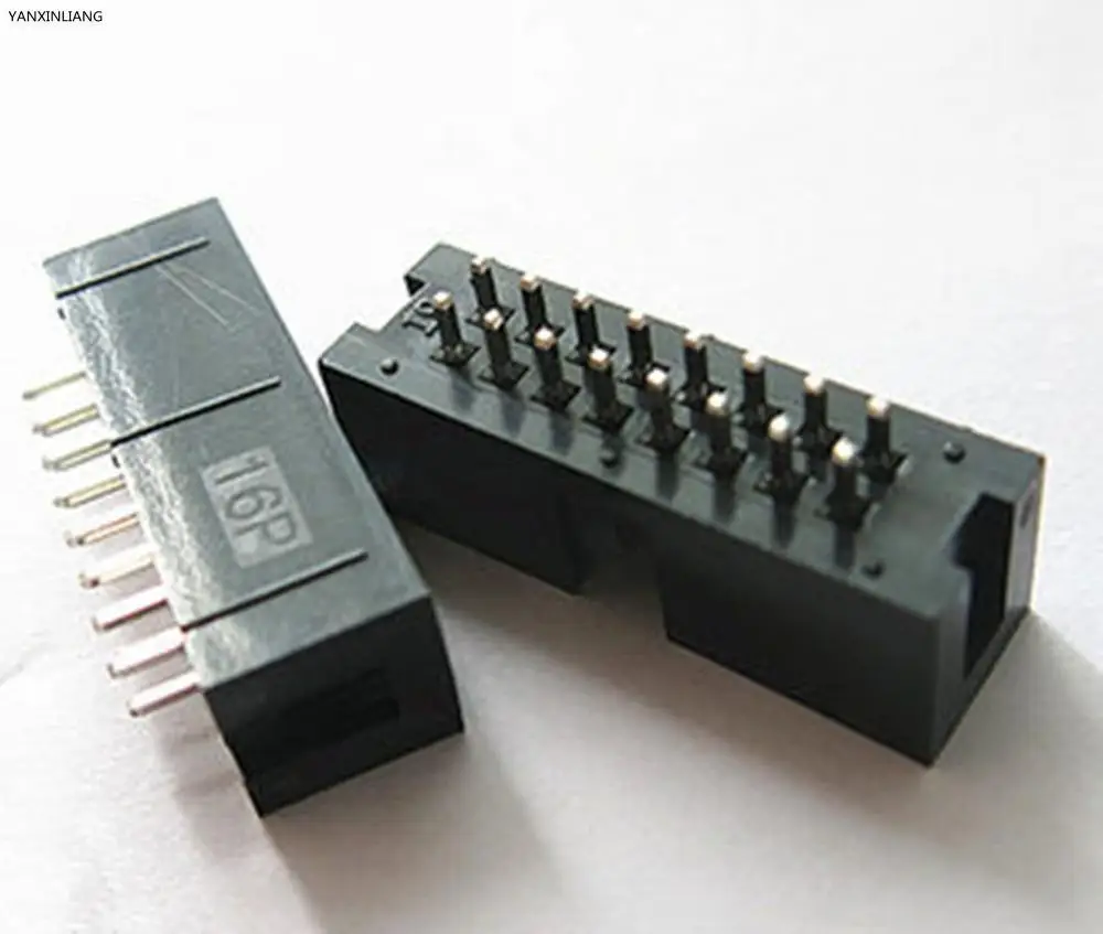 

10PCS/Lot DC3 16 Pin 2x8Pin Double Row Pitch 2.54mm Double-spaced Straight Pin Male IDC Socket Box Header Connector High Quality