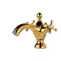 Бесплатная доставка золото смеситель для биде вал коснитесь двойная ручка Золотой бассейна смеситель для биде кран античная латунь ванной