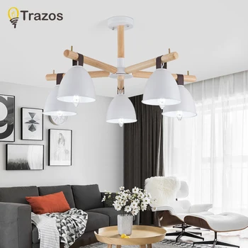 

TRAZOS Modern Pendant Lamp Wooden Creative Circle Pendant Light LED Firework Lamp Ball Restaurant Lamparas Lustre 110-240V