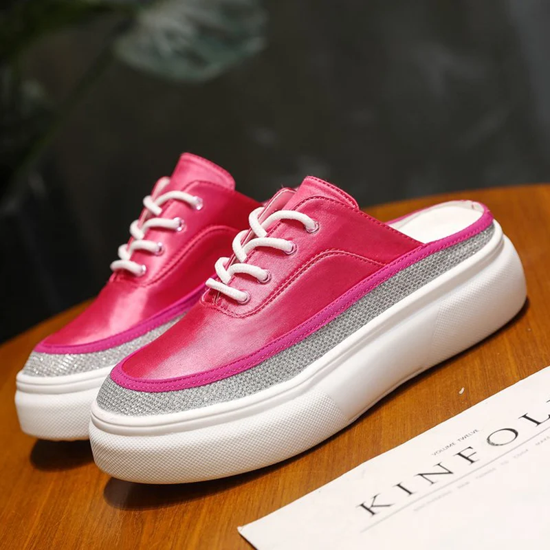 

2019 New Fashion Flats Women Oxfords Soft PU Leather Solid Causal Slip-on Lace-up British Style Shoes silppers XWD6957