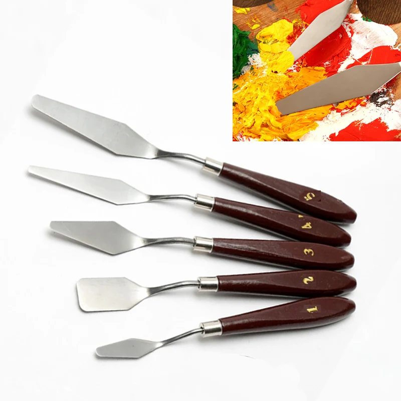  5pcs Metal Spatula Set Oil Painting Paint Scrapers Calligraphy Palette Spatula Art Craft Perfect Ar