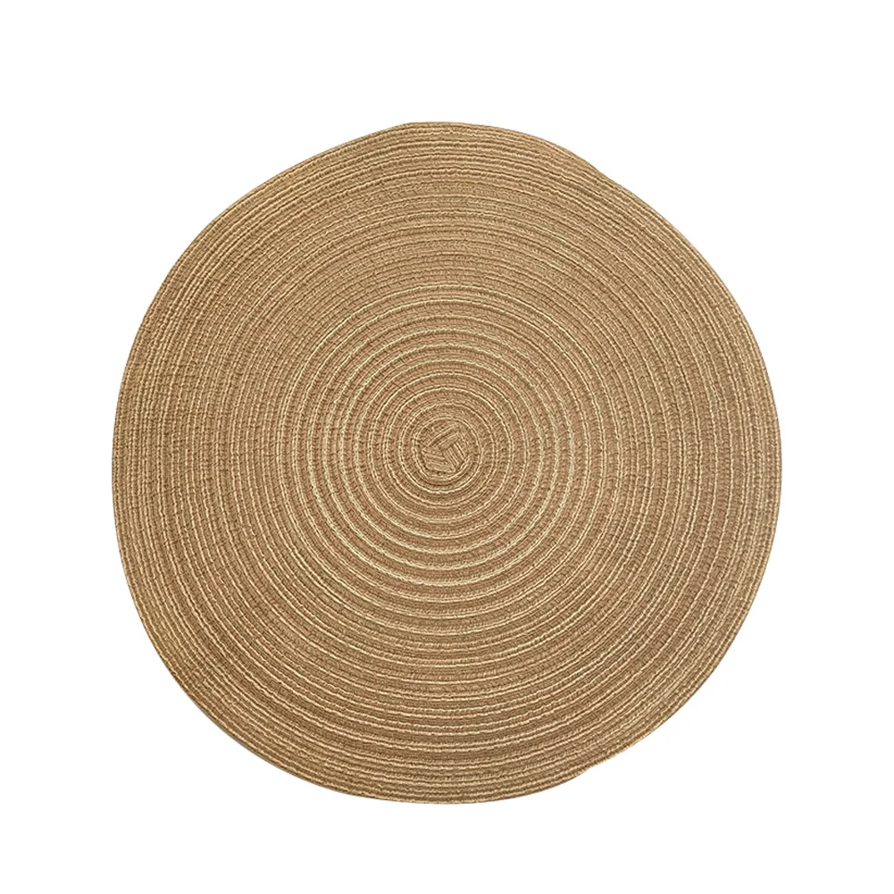 

2PCS Placemat Durable Heat Insulation Round Photography Prop Cotton Linen Easy Clean Table Decor Cup Pad