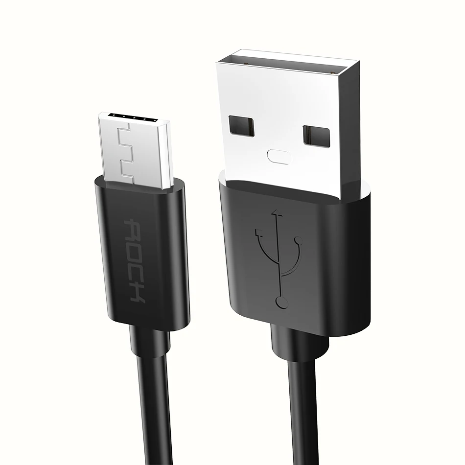 ROCK Micro Usb кабель 5V2A Быстрая зарядка Usb ЗУ для мобильного телефона шнур для SamSung Xiaomi huawei Android синхронизация Дата кабель - Цвет: Black