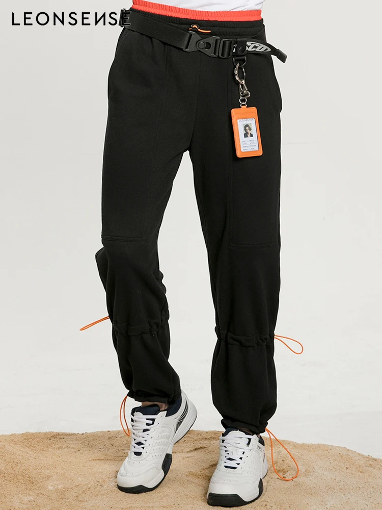 LEONSENSE Designer Men's Clothing Early Cotton Elastic Waist Feet Hit Color Casual Pants Thin Arrivals men trousers casual