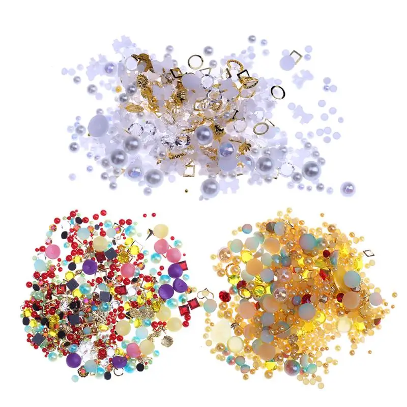 

8g/bag Korean Glaze Porcelain Metal Rivet Pear Mix-Shaped Manicure Nail Art Rhinestones Stickers 3 Kinds Nail Art accessories