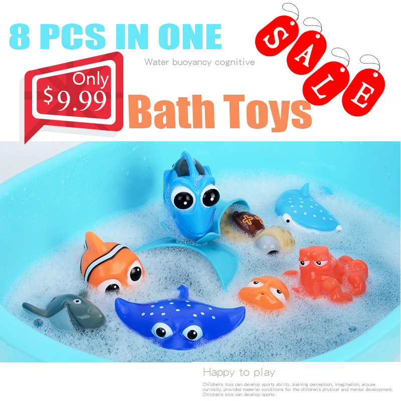 8 шт./компл. детские игрушки для ванной милые животные для детей ПВХ FloatKids Забавный мягкий резиновый плавающий спрей