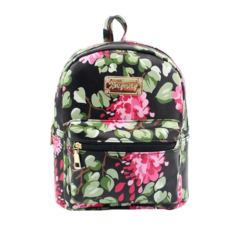 

New Women Bag Leather Flower Printing Backpack School Bag for Teens Travel Backpacks for Adolescent Girls Mochilas Femininas