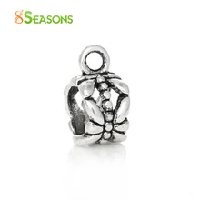 8 сезонов, 50 шт, Античные Серебристые бусины, 11x8 мм, подходят для европейских браслетов 6 мм, B00004