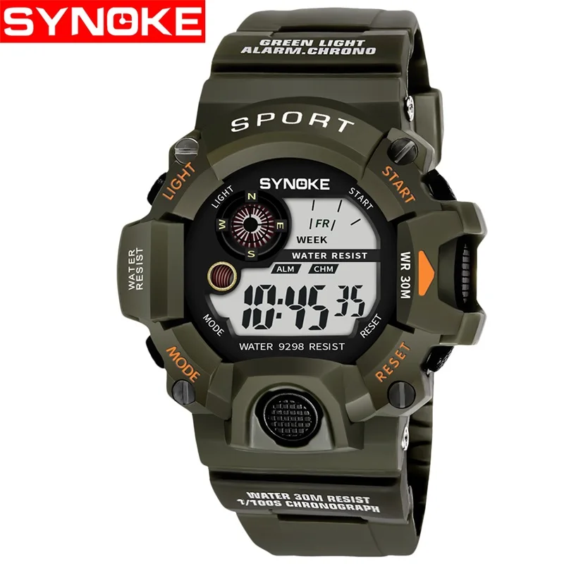 

SYNOKE Men's Sport Watch Multi Function Military Digital LED Sports WristWatch Electronic Watches Waterproof Relogio Masculino