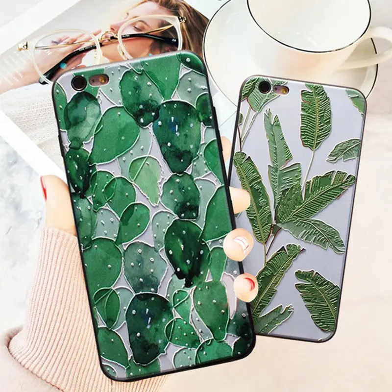 

3D Relief Fresh green leaves Cases For Xiaomi 6 A1 A2 TPU Silicone Soft Cover For Redmi S2 5A 4A 4X 5 plus Note 5A prime Note 5