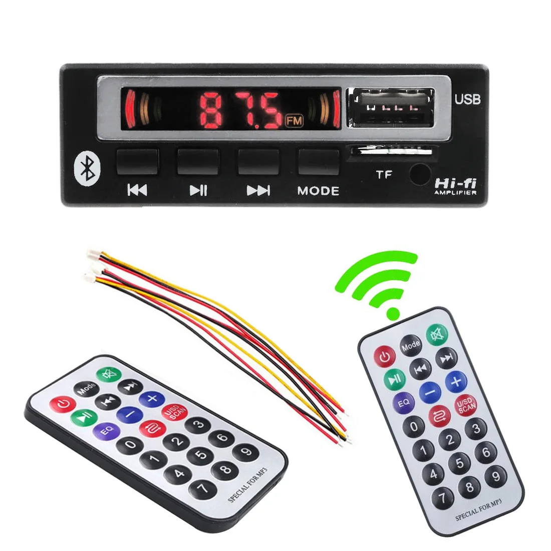 

Car accessories Bluetooth5.0 MP3/WMA/WAV/APE Decoder Board 5V 12V Wireless Audio Module Color Screen USB FM Radio