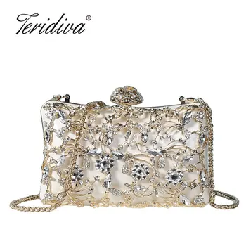 

2018 Beading Rhinestones Metal Clutch Embroidery Vintage Chain Shoulder Small Bags Party Wedding Evening Dress Evening Bag Purse
