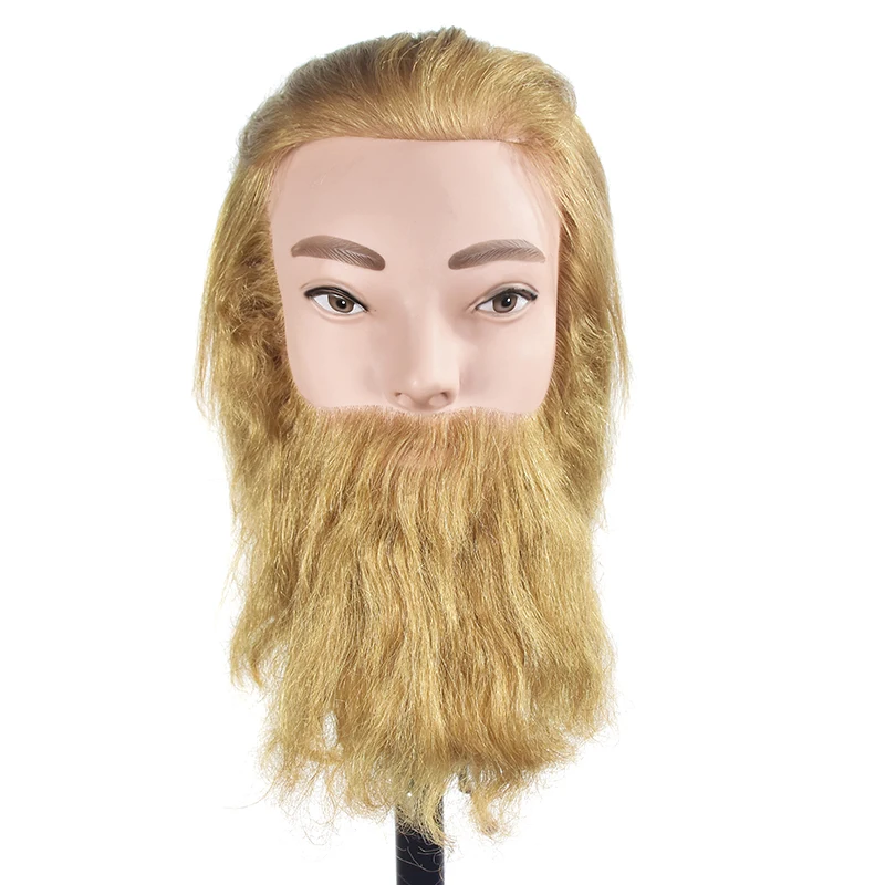 

Male Mannequin Head 100% Human Hair Blonde Hair Training Head Hairdressing Dummy Practice Training Mannequin Doll Head For Sale