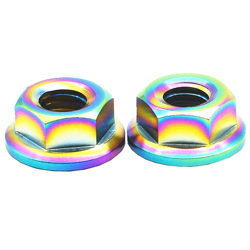 

Ti Screw Nut M8 Pitch 1.25mm Titanium Flange Nut Gold Multiple and Ti Color Hexagon Titanium Screw Nuts Ti Fastener 2/4/24pcs