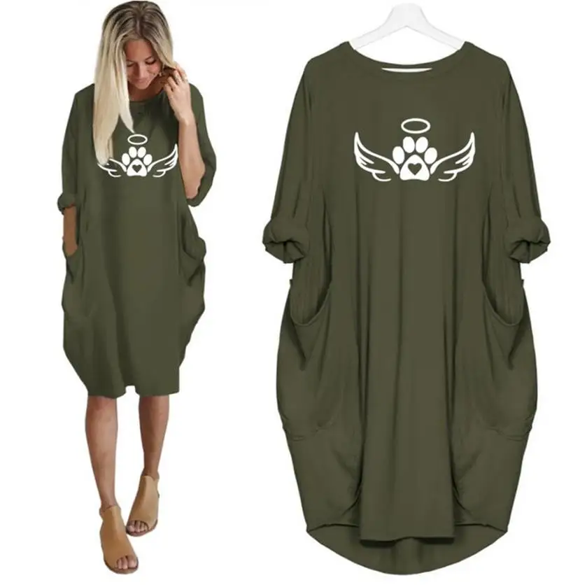 

New Arrival T-Shirt for Women Pocket DOG PAW Animal Print Harajuku Tops Women Off The Shoulder Graphic Tees Women Wonder