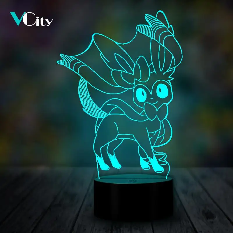 

VCity 3D Night Light Led Table Lamp Kawaii Cartoon Pokemon Game Eevee Sylveon USB Illusion Lighting Christmas Gifts for Kid Toy
