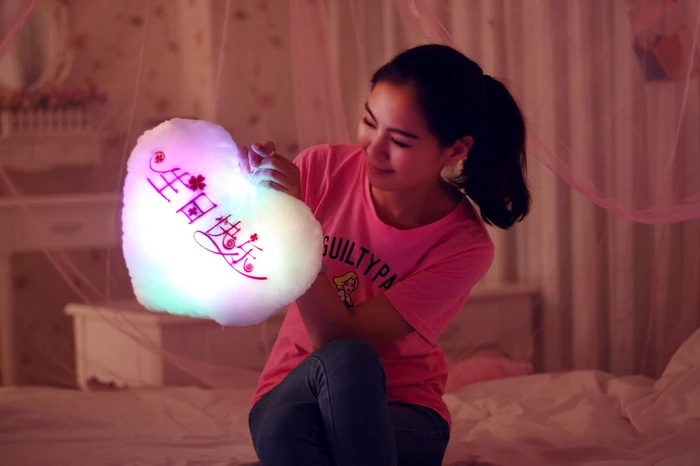 36 см разноцветный свет Подушка светящаяся подушка с надписью Love плюшевая светящиеся игрушечные лошадки подарок на день рождения для детей, подарок ко дню рождения для девочек