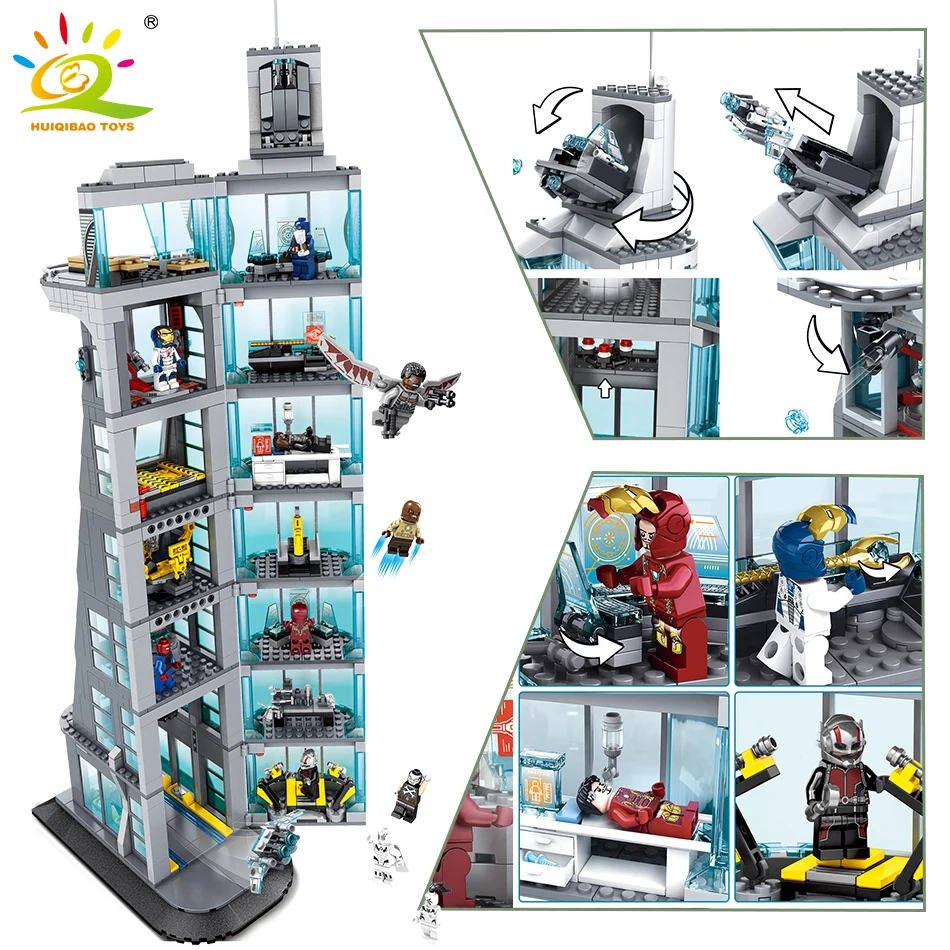 

1209Pcs Avengers Edifice Fight Building Blocks Model Compatible Legoingly Marveled Iron Man Spider-Man Superhero Toys Children