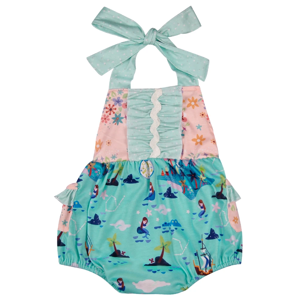 2018 Mermaid Pattern Infant Romper Baby Girl Knitted Fabric Spring