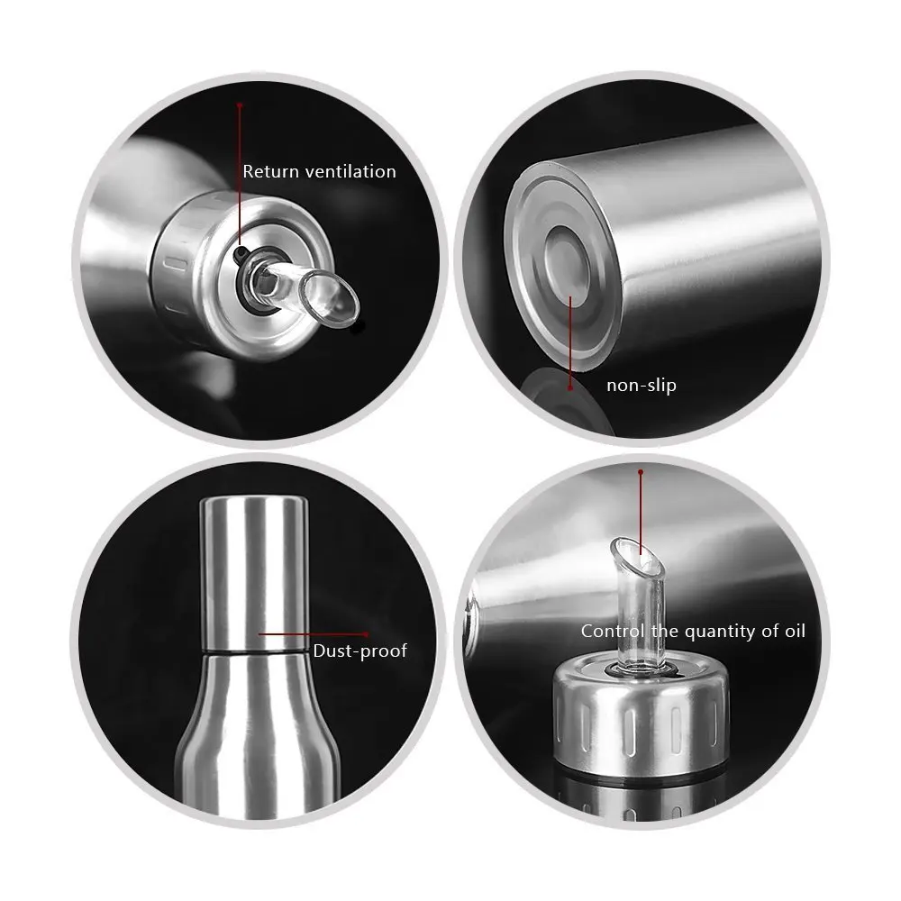 Oil Dispenser Bottle Stainless Steel Leakproof Oil Vinegar Pourer for Kitchen Accessories