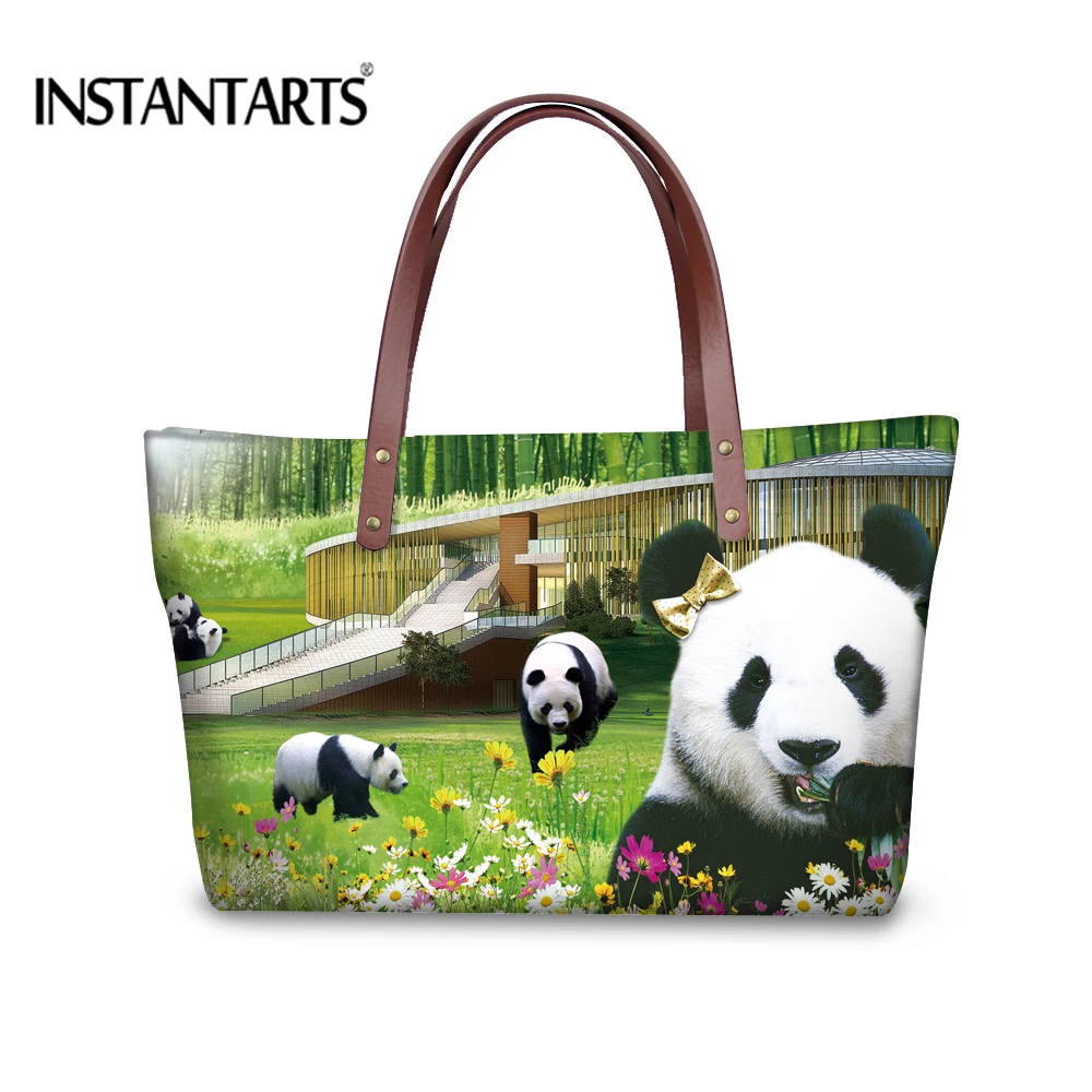 Instantarts كول الحيوان الباندا الطباعة نساء حقائب التسوق المراهنات حقيبة ماركة أزياء السيدات تصميم الأعلى مقبض حقائب السفر Instantarts كول الحيوان الباندا الطباعة نساء حقائب التسوق المراهنات حقيبة ماركة أزياء السيدات تصميم الأعلى مقبض حقائب السفر