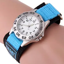 Детская мода спортивные детские наручные часы светящиеся кварцевые часы с вращающимся ободком Круглый циферблат нейлоновый ремешок