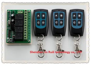 

DC 12V 10A 4CH RF Wireless Relay Remote Control Switch 315 MHZ /433 MHZ 3*Transmitter&1* Receiver for garage door / window /lamp