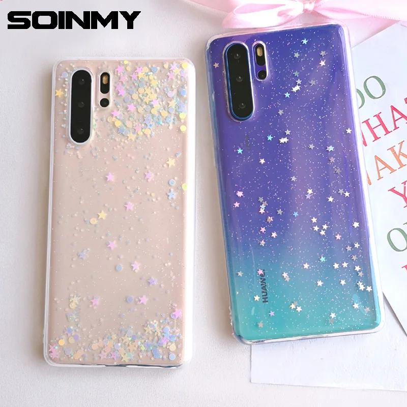 Transparent Funda for huawei p30 pro case silicone soft TPU Glitter Stars phone Accessories for huawei p30 lite p30pro p20 cover