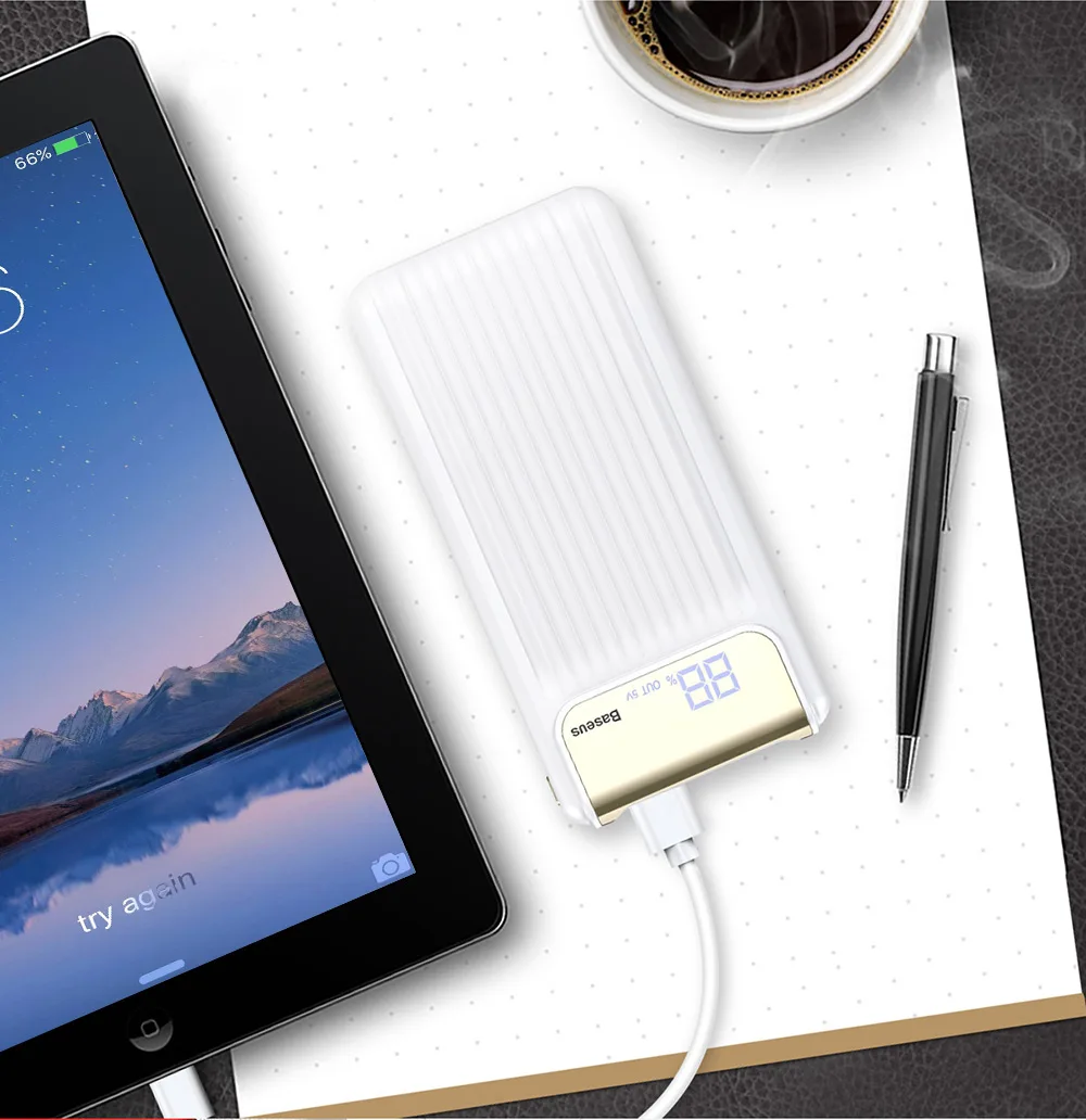 Baseus Portable Thin Digital 10000mAh Power Bank QC 3.0 Dual USB
