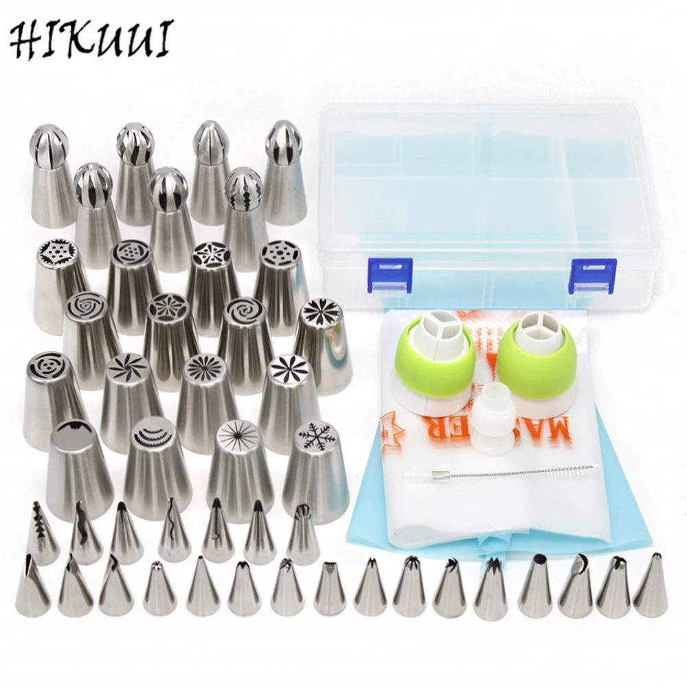 

46pcs/lot Cake Decorating Tools Nozzles Stainless Steel Russian Nozzle Pastry Korean Icing Piping Nozzles Tip Cake Decorating